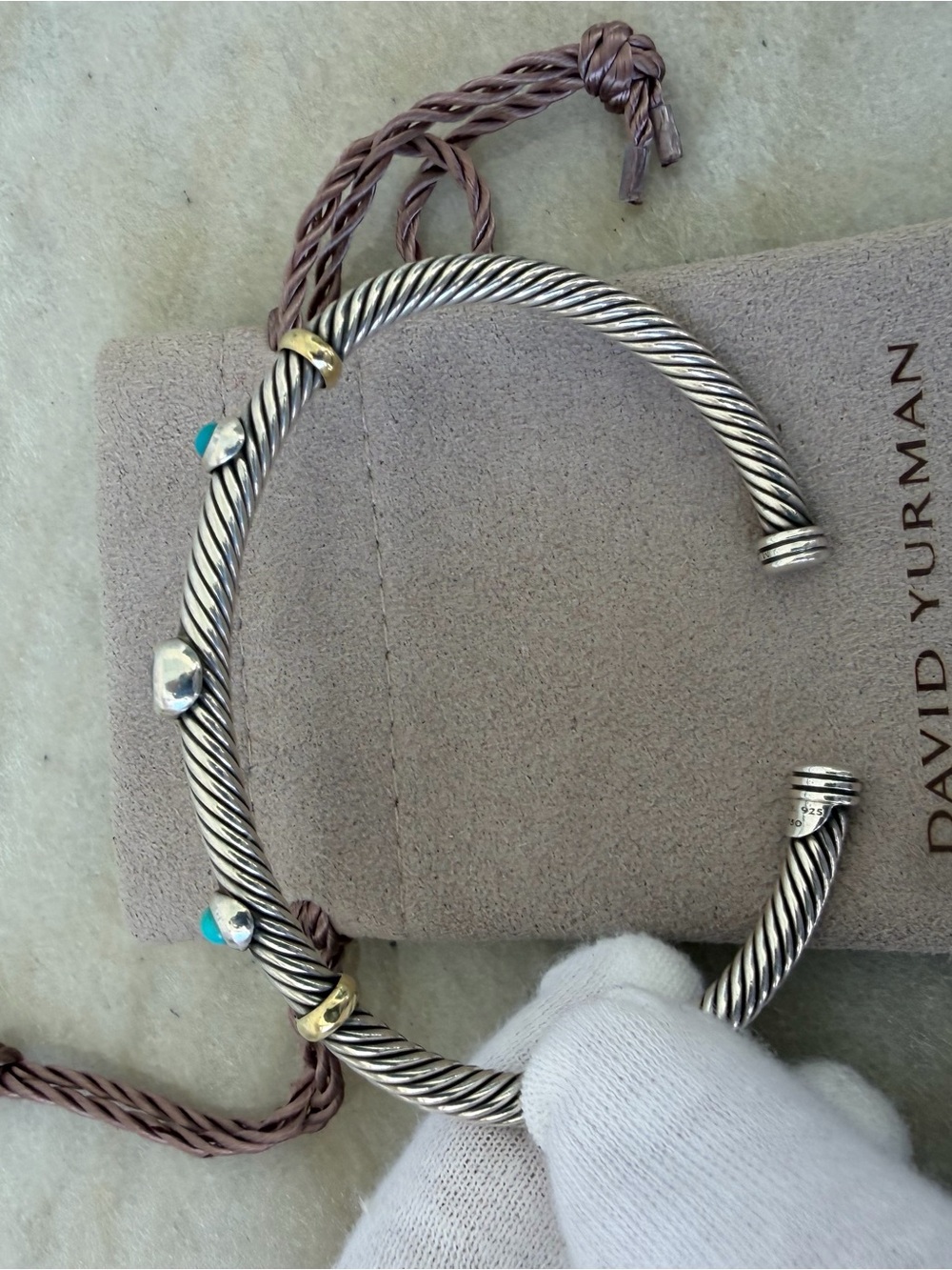 David Yurman Silver Cable Pendant Necklace,Ring, Bracelet Set BlueTopaz/Diamonds - Picture 10 of 13
